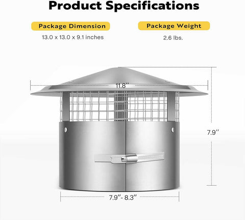 VIVOHOME Cone Top Chimney Cap with Screen