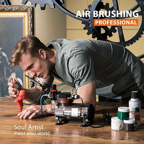 VH Airbrushing Kit with 1/5 HP Air Compressor and 3 Dual Action Professional Airbrush Gun