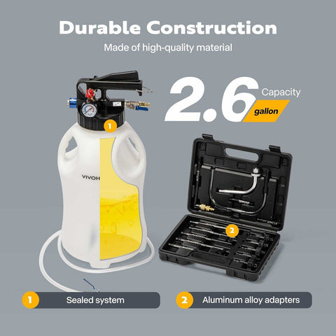 VIVOHOME 10L Automatic Pneumatic Transmission Fluid Pump with 15Pcs ATF Adapters