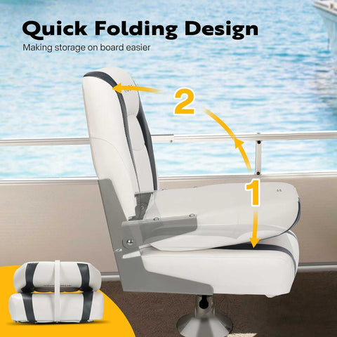 VIVOHOME Folding Low Back Boat Seats 2Pack