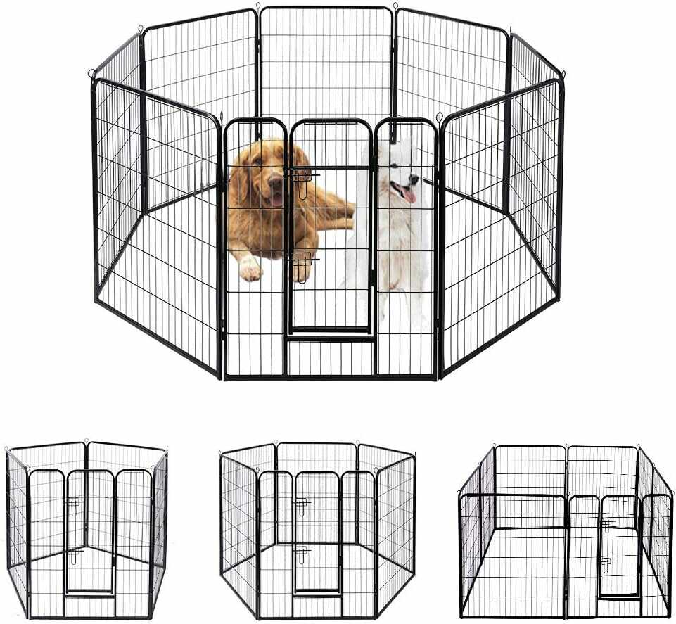 VH Foldable Metal Exercise Pet Fence Barrier Playpen Kennel 8 Panels