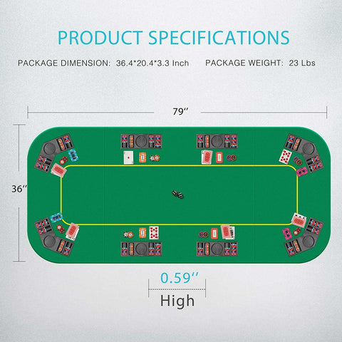 VH Foldable 8-Player Texas Poker Card Tabletop Layout