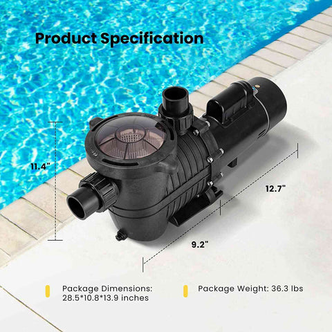 VIVOHOME 2.0 HP Dual Speed Swimming Pool Pump with Strainer Basket