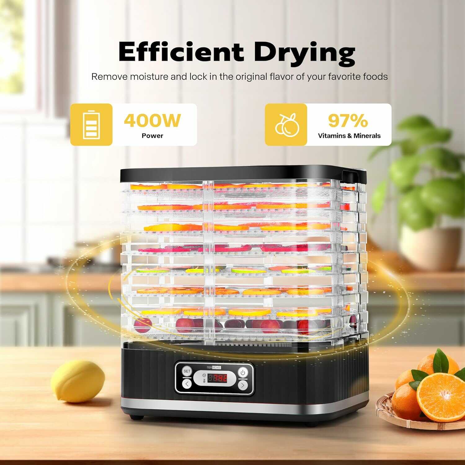 VIVOHOME 8 Trays Food Dehydrator Machine with Digital Timer and Temperature Control