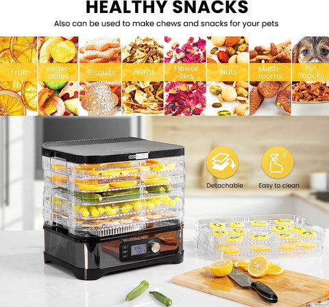 VIVOHOME 5 Trays Food Dehydrator with Timer and Temperature Control