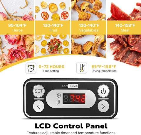 VIVOHOME 8 Trays Food Dehydrator Machine with Digital Timer and Temperature Control