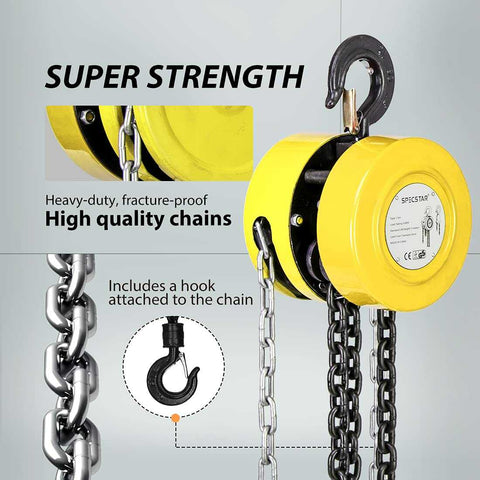 SPECSTAR Hand Chain Hoist with 2 Heavy Duty Hooks