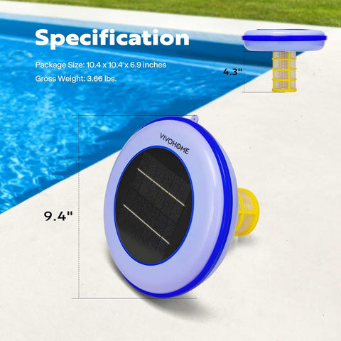 VIVOHOME Solar Pool Ionizer Chlorine-Free Sun Shock & Water Purifier Automatic Pool Cleaner