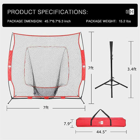 VH 7 x 7 Feet Baseball Backstop Softball Practice Net