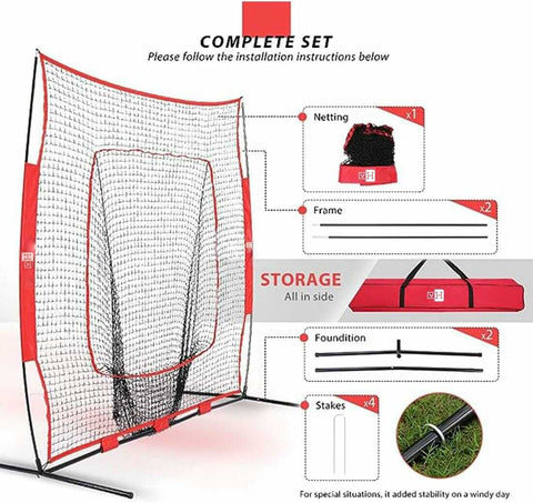 VH 7 x 7 Feet Baseball Backstop Softball Practice Net