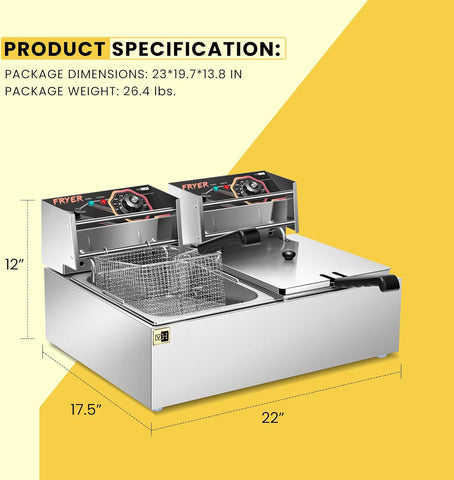 VH 20.7 Qt Commercial Electric Deep Fryer 110V