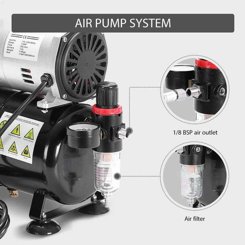 VIVOHOME Airbrush Kit with 1/5 HP Professional Air Compressor with 3L Tank