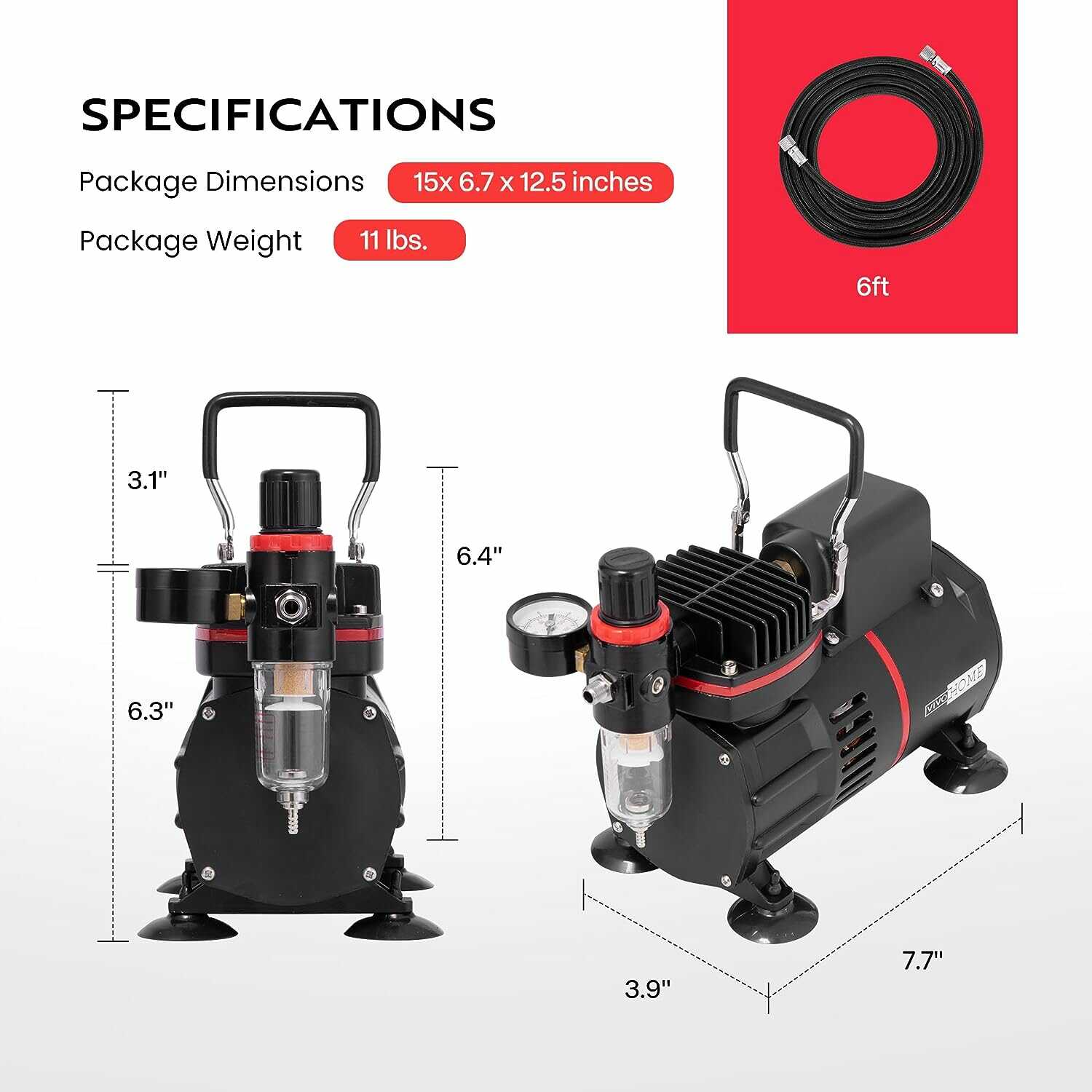 VIVOHOME Airbrushing Kit with Dual Fan Air Compressor and 3 Dual Action Airbrush Gun