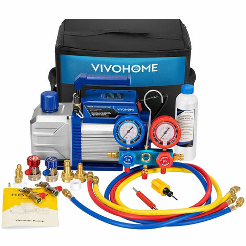 VIVOHOME 1/3 HP 4.5CFM Single Stage A/C Vacuum Pump and AC Manifold Gauge Kit