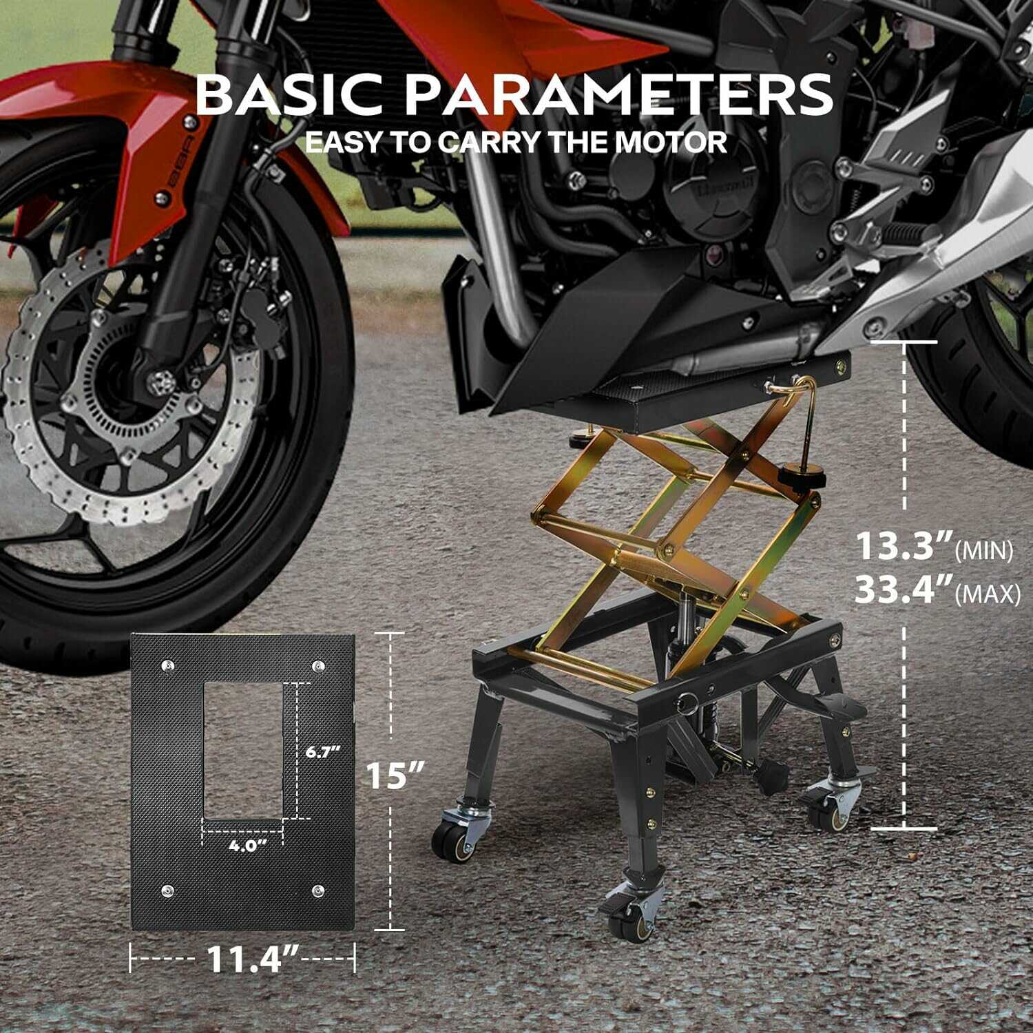 VIVOHOME Hydraulic Scissor Motorcycle Lift Table 350Lbs