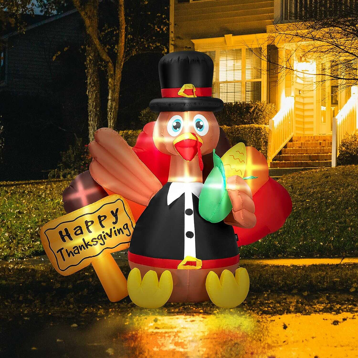 VIVOHOME 4.9ft Inflatable Turkey and Corn with Built-in LED Lights