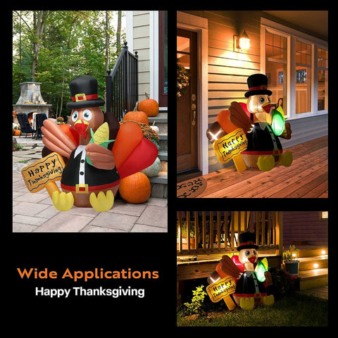 VIVOHOME 4.9ft Inflatable Turkey and Corn with Built-in LED Lights