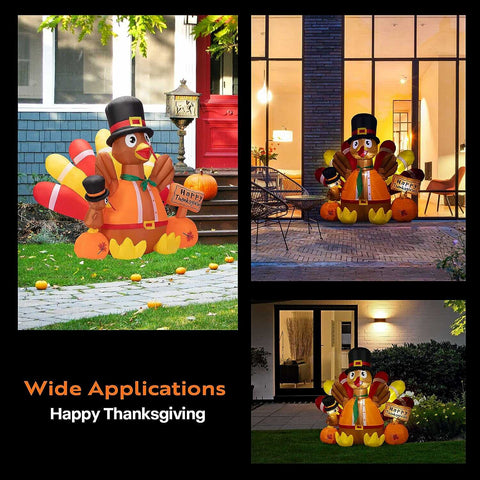 VIVOHOME 4.9ft Inflatable Turkey with Built-in LED Lights