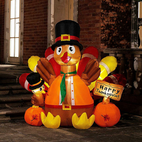 VIVOHOME 4.9ft Inflatable Turkey with Built-in LED Lights