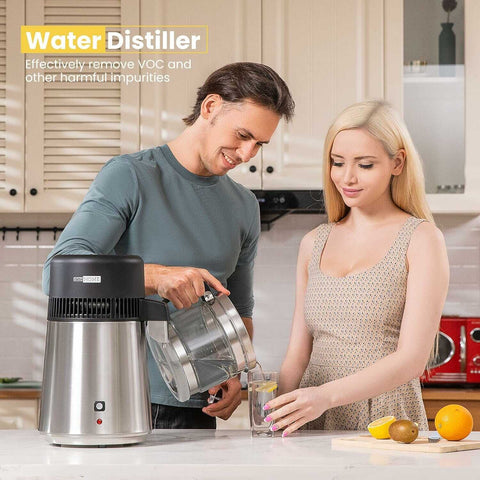 VIVOHOME Water Distiller Machine Countertop 4L 304 Stainless Steel with Smart Switch Purifier Filter