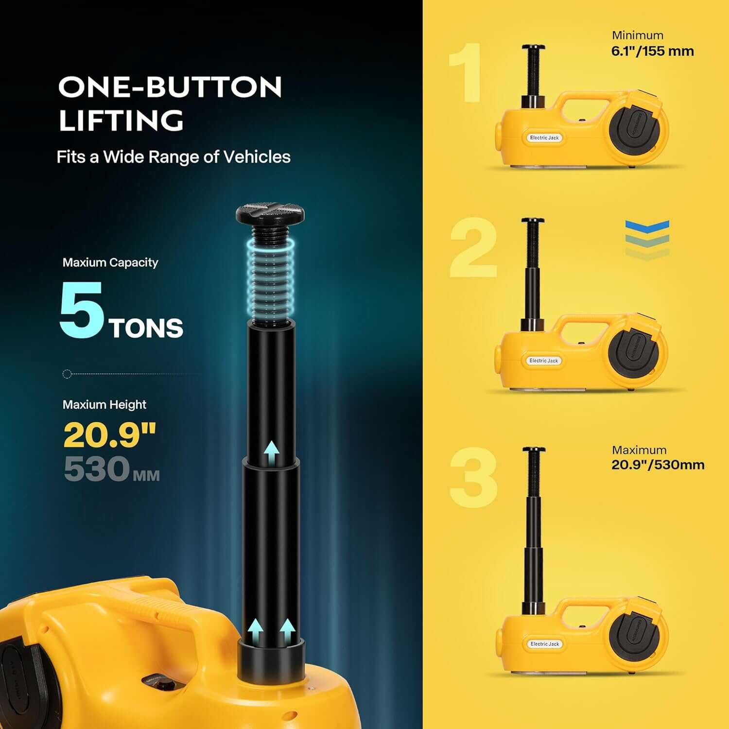 VIVOHOME 4 in 1 Digital Display Hydraulic Car Jack Lift Kit