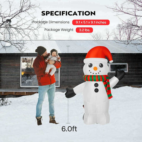 VIVOHOME 6ft Christmas Inflatable LED Lighted Santa and Snowman