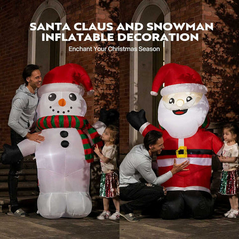 VIVOHOME 6ft Christmas Inflatable LED Lighted Santa and Snowman