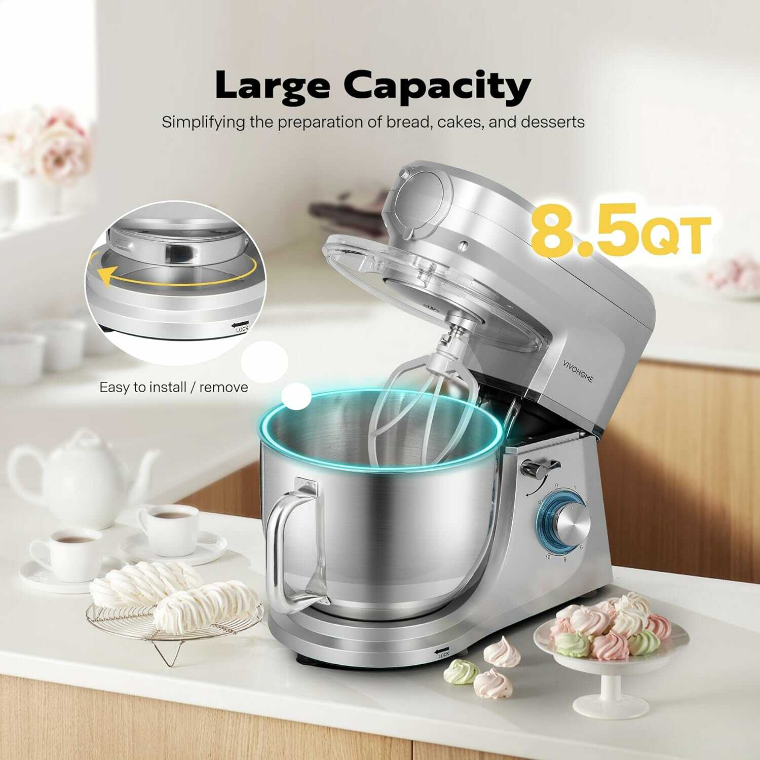 VIVOHOME Multifunctional Electric Stand Mixer