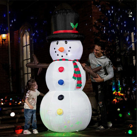 VIVOHOME 8ft Christmas Inflatable Snowman with Scarf and Hat Colorful Rotating Led Lights