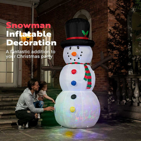 VIVOHOME 8ft Christmas Inflatable Snowman with Scarf and Hat Colorful Rotating Led Lights