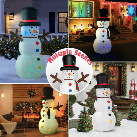 VIVOHOME 8ft Christmas Inflatable Snowman with Scarf and Hat Colorful Rotating Led Lights