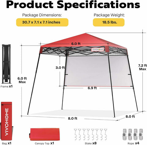 VIVOHOME 8x8ft Pop-Up Canopy Tent