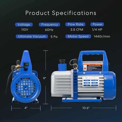 VIVOHOME Air Vacuum Pump Rotary Vane with Oil Bottle