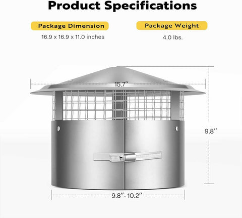 VIVOHOME Cone Top Chimney Cap with Screen