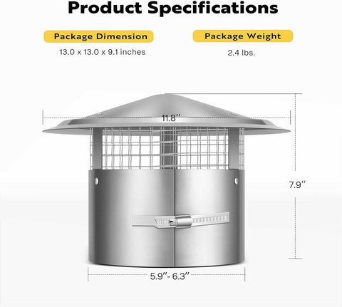 VIVOHOME Cone Top Chimney Cap with Screen