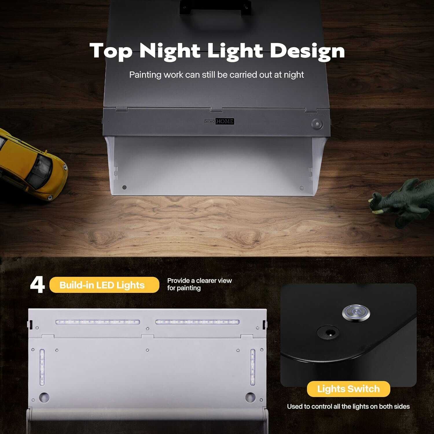 VIVOHOME Dual Fans Airbrush Paint Spray Booth with 4 LED Lights Turn Table and Filter Hose