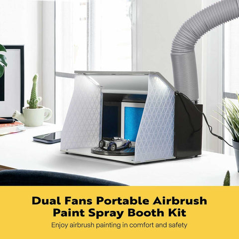 VIVOHOME Dual Fans Airbrush Paint Spray Booth with 4 LED Lights Turn Table and Filter Hose