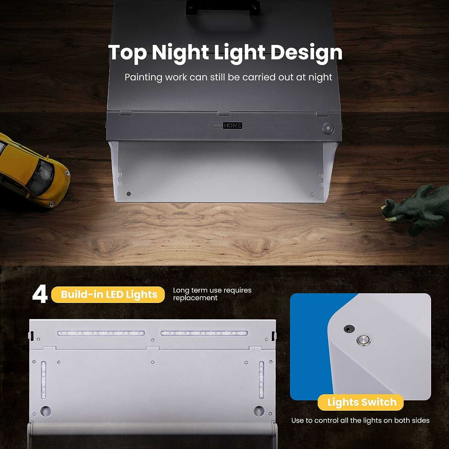 VIVOHOME Dual Fans Airbrush Paint Spray Booth with 4 LED Lights Turn Table and Filter Hose