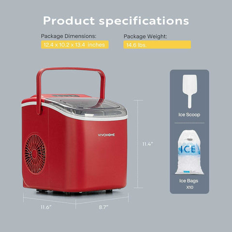 VIVOHOME Countertop Automatic Ice Maker Machine 26lbs/Day