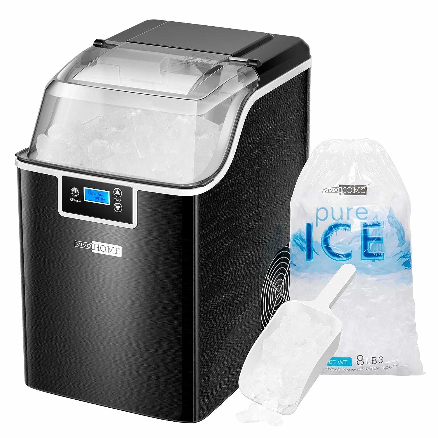 VIVOHOME Nugget Ice Maker Machine with Scoop and 10 Ice Bags 44lbs/Day