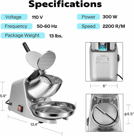 VIVOHOME Electric Snow Cone Maker Machine with Ice Pick 143lbs/hr