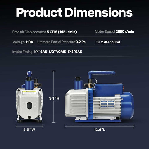 VIVOHOME HVAC Vacuum Pump for Air Conditioner Servicing Resin Degassing with Oil Bottles