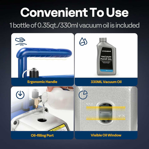 VIVOHOME HVAC Vacuum Pump for Air Conditioner Servicing Resin Degassing with Oil Bottles