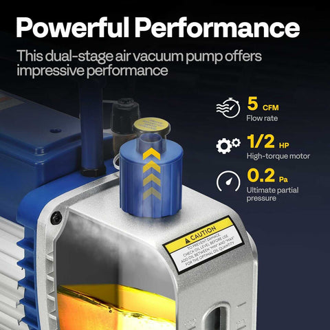 VIVOHOME HVAC Vacuum Pump for Air Conditioner Servicing Resin Degassing with Oil Bottles