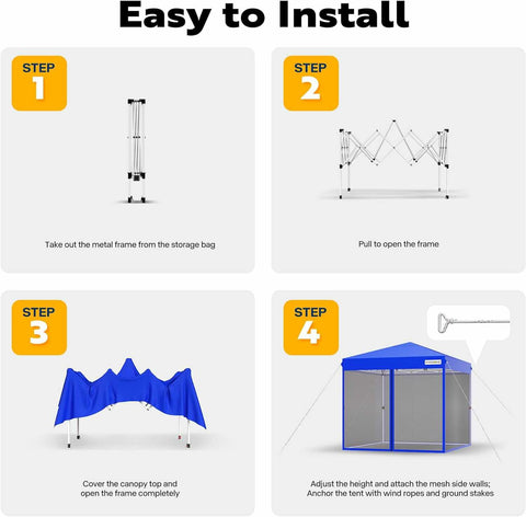 VIVOHOME  Pop-Up Canopy, Outdoor Screen Tent with Mosquito Netting