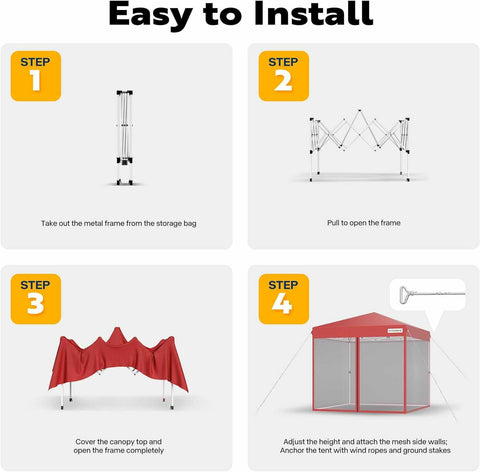 VIVOHOME  Pop-Up Canopy, Outdoor Screen Tent with Mosquito Netting