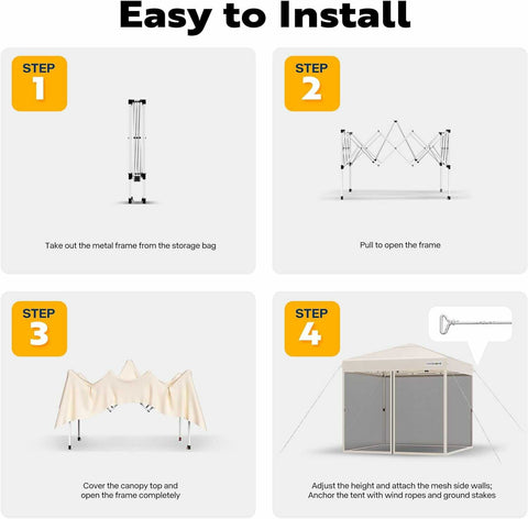 VIVOHOME  Pop-Up Canopy, Outdoor Screen Tent with Mosquito Netting