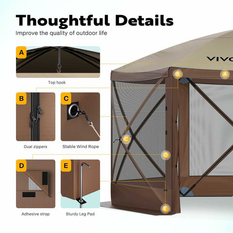 VIVOHOME Pop Up Gazebo Screen Tent