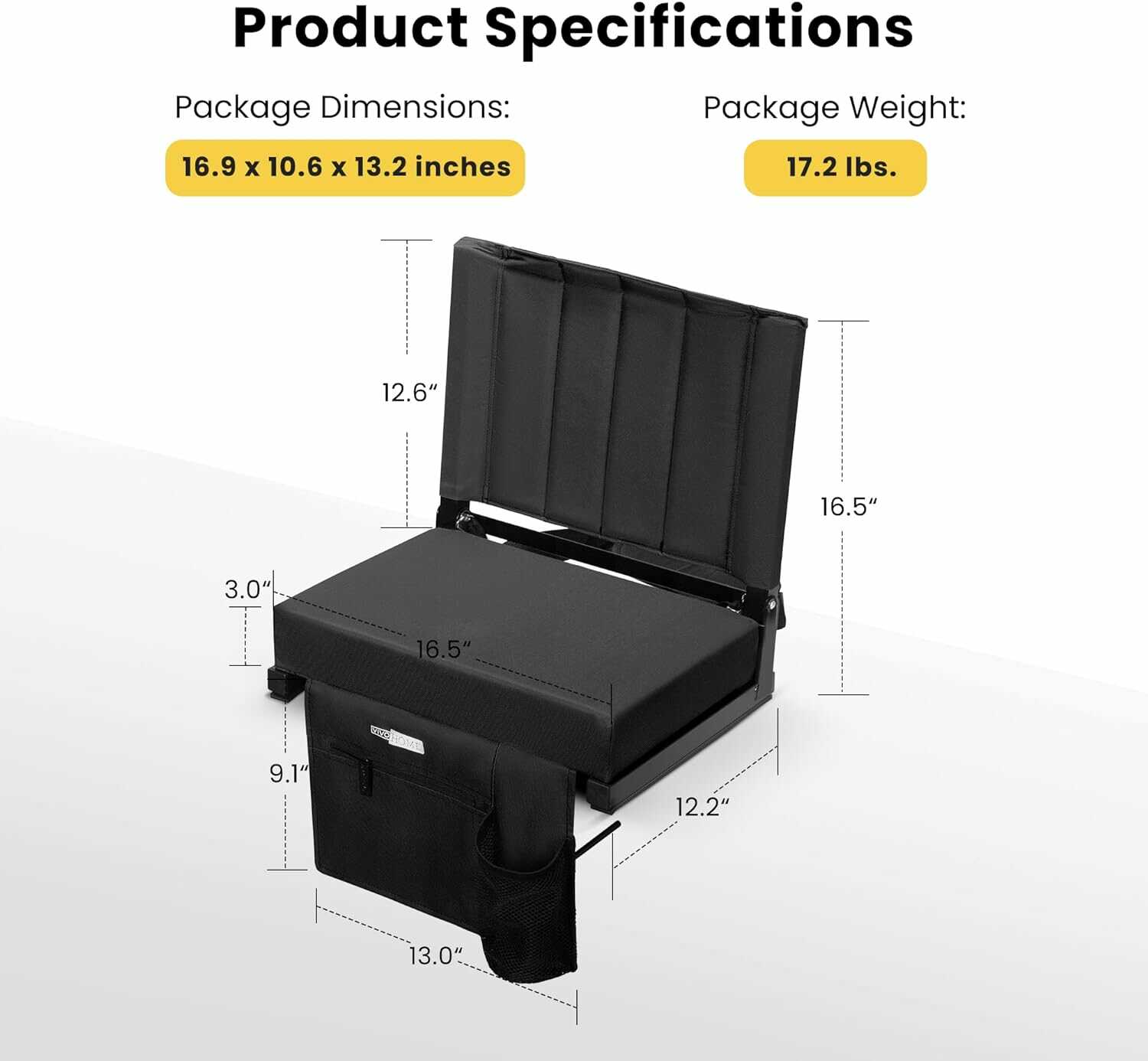 VIVOHOME Portable Stadium Seat for Bleachers with Back Support and Shoulder Strap