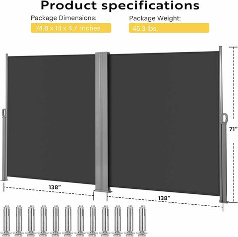 VIVOHOME Retractable Side Awning